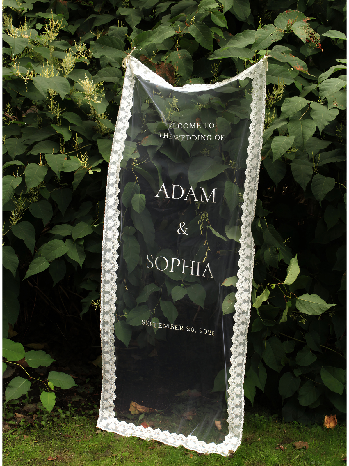 Sheer Lace Welcome Sign