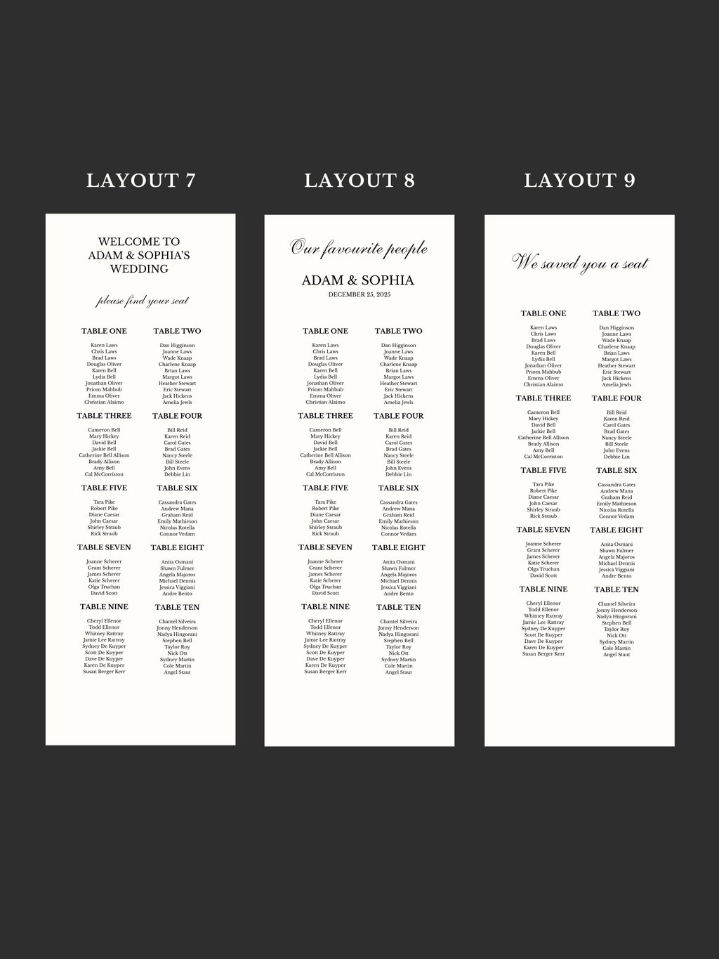 Linen Seating Chart