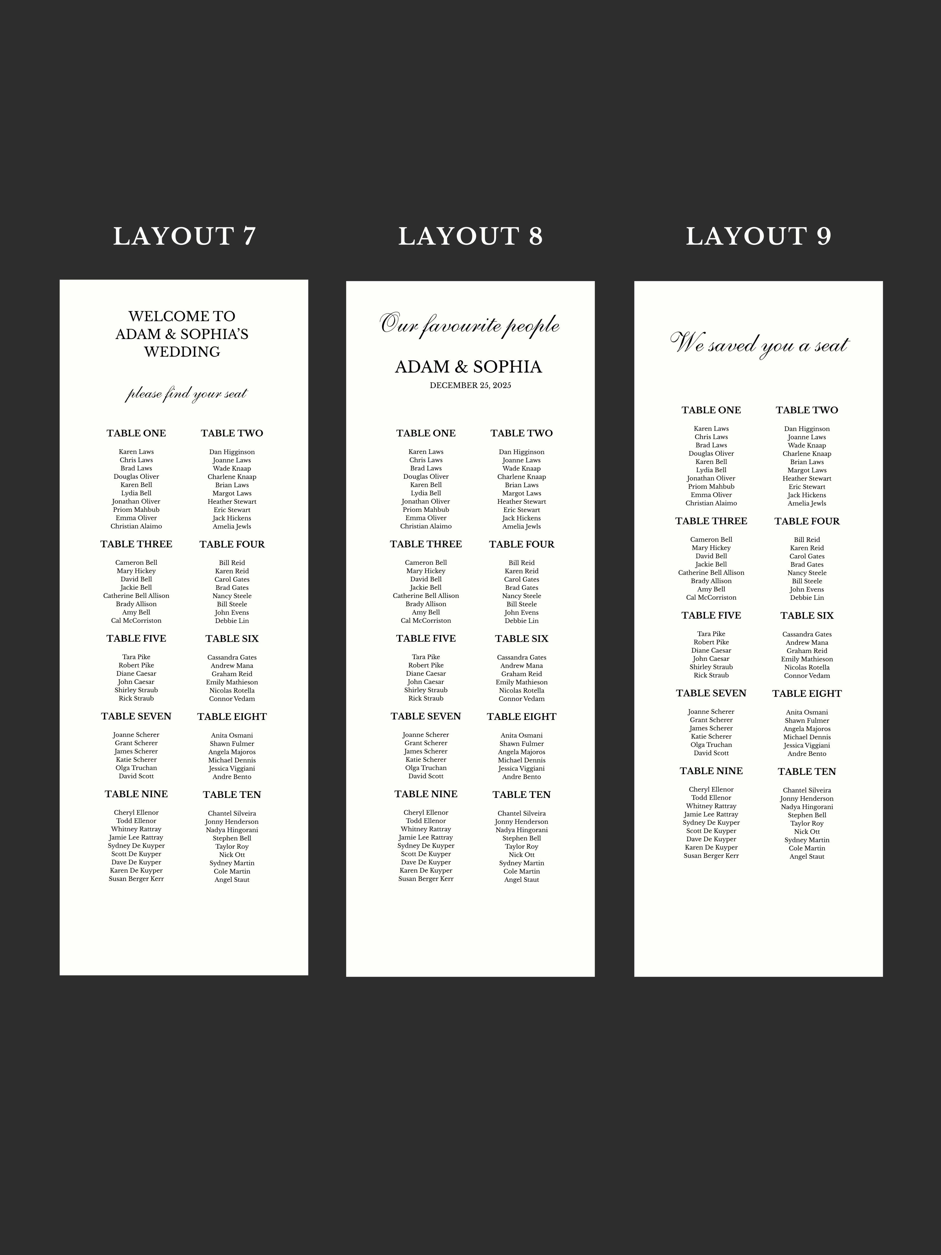 Linen Seating Chart