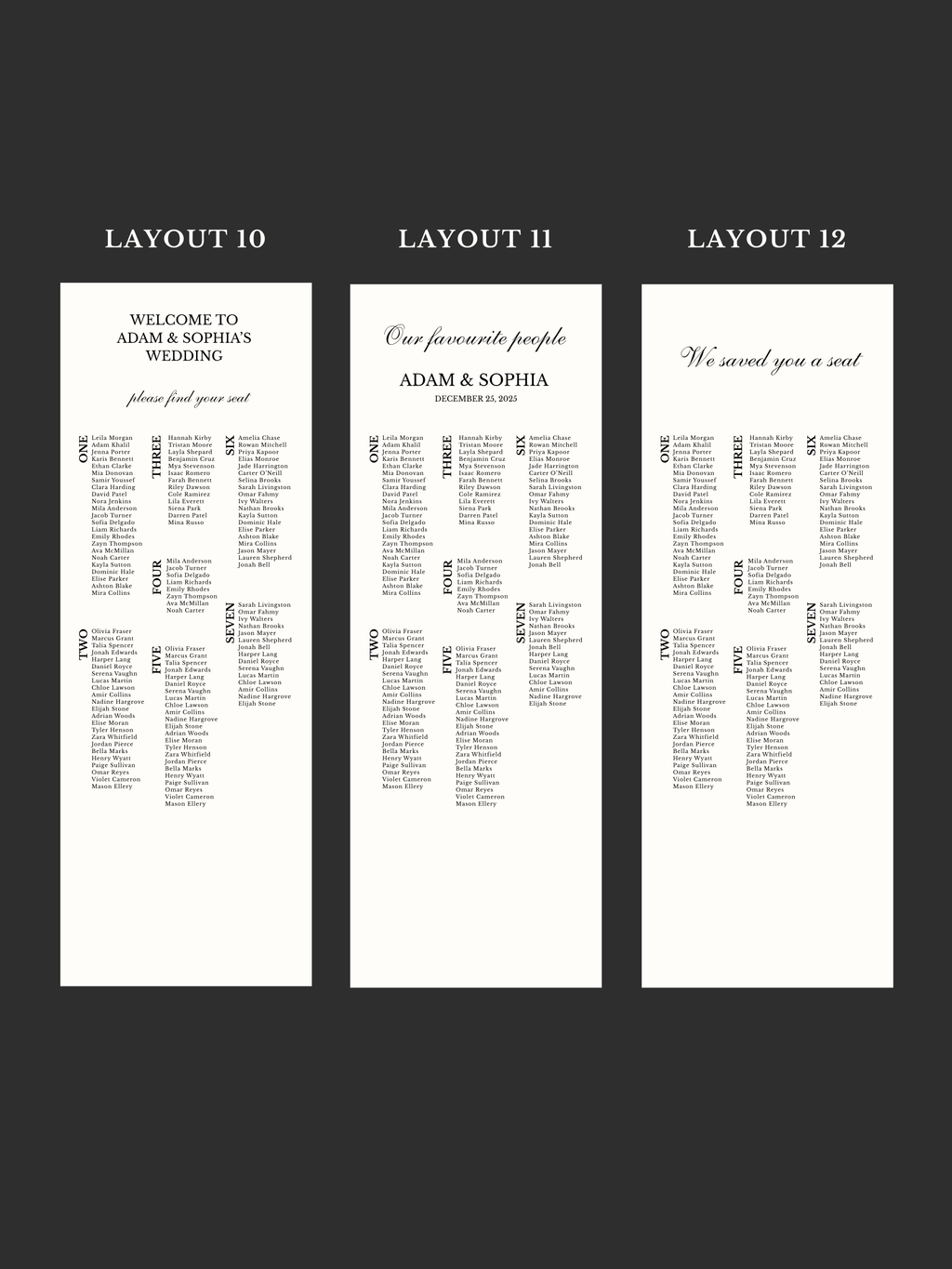 Linen Seating Chart