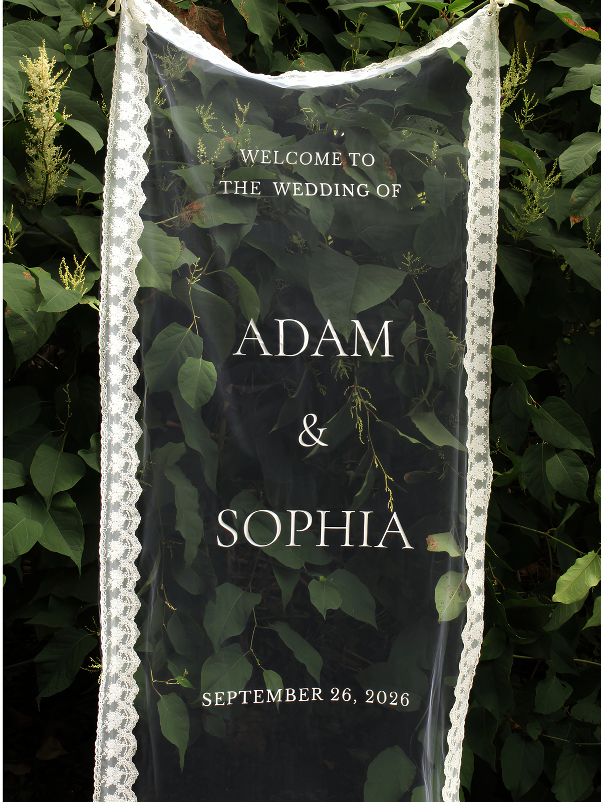 Sheer Lace Welcome Sign