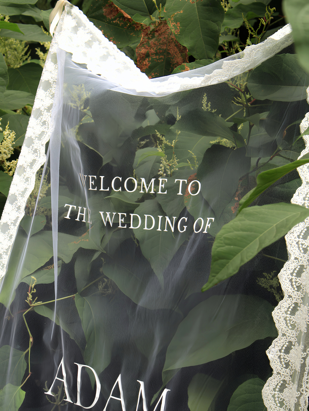 Sheer Lace Welcome Sign