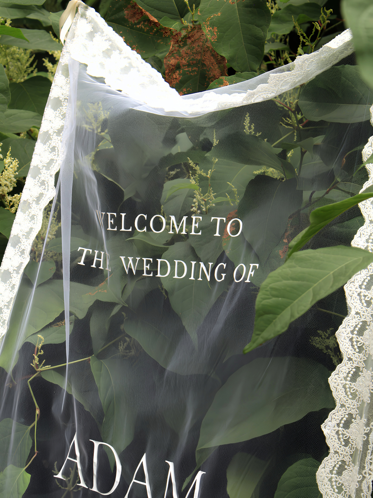 Sheer Lace Welcome Sign
