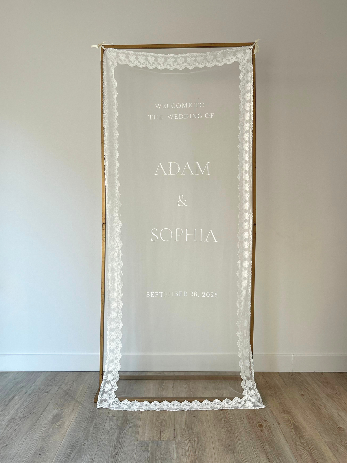 Sheer Lace Welcome Sign