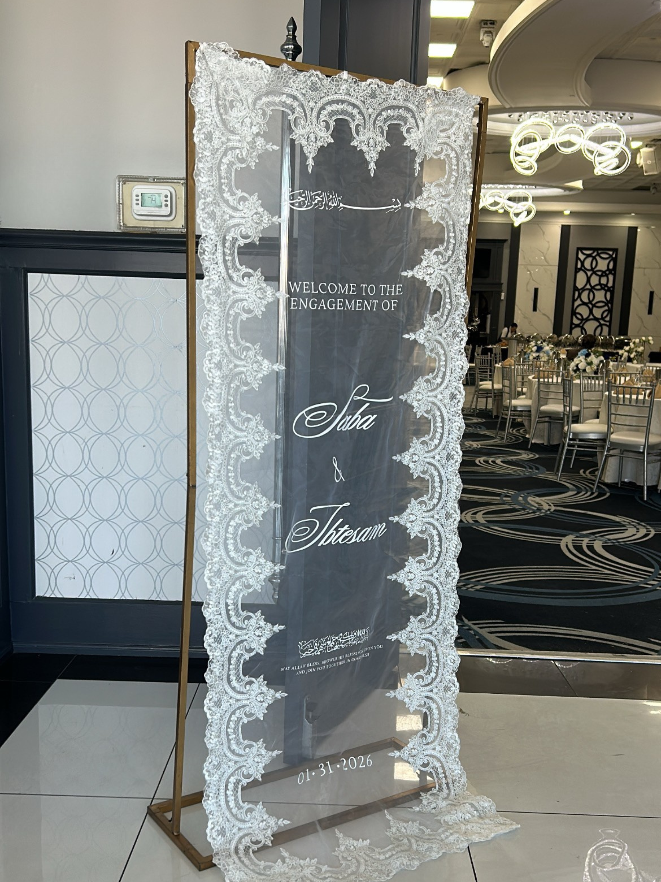 Sheer Lace Welcome Sign
