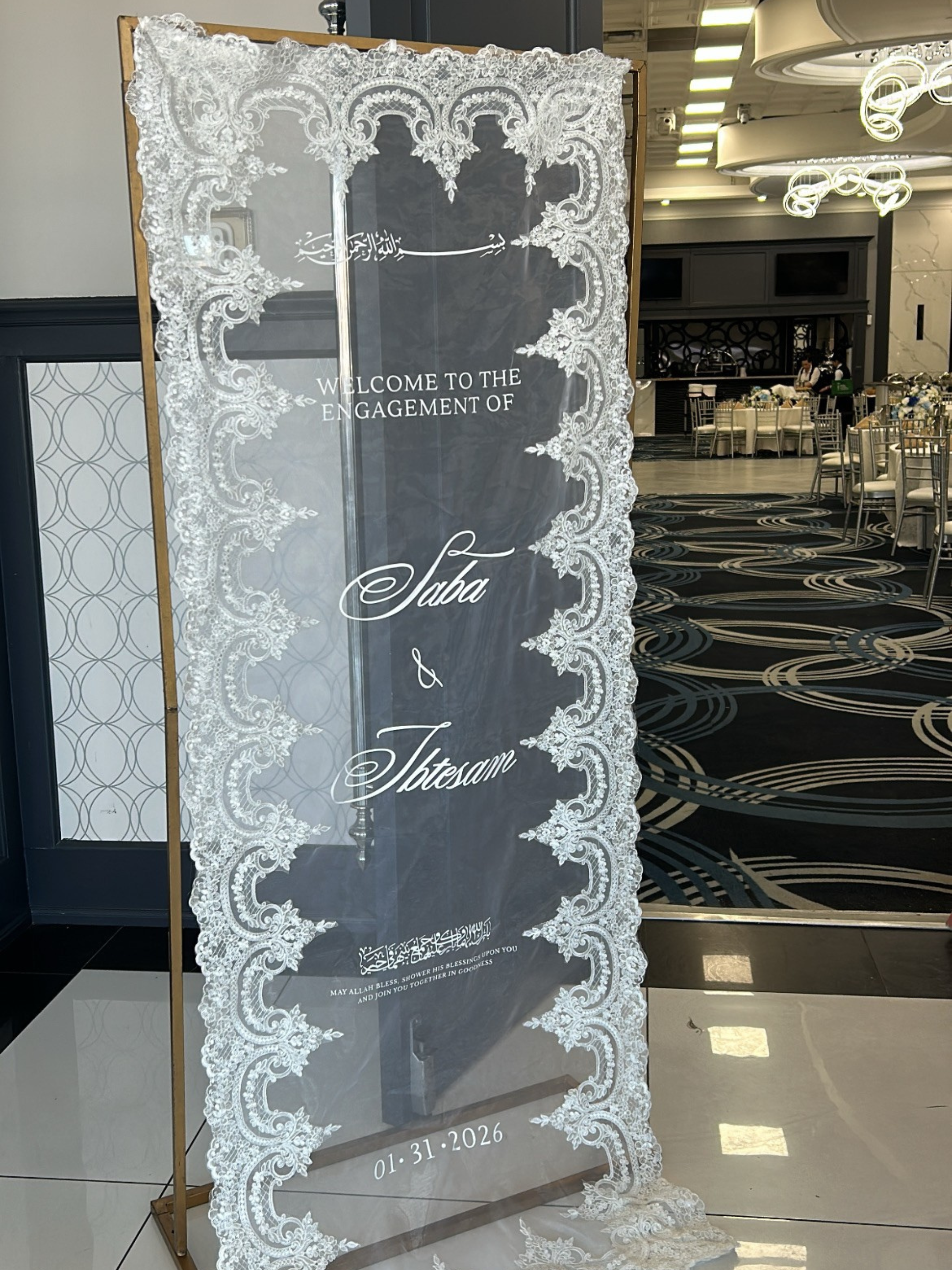 Sheer Lace Welcome Sign