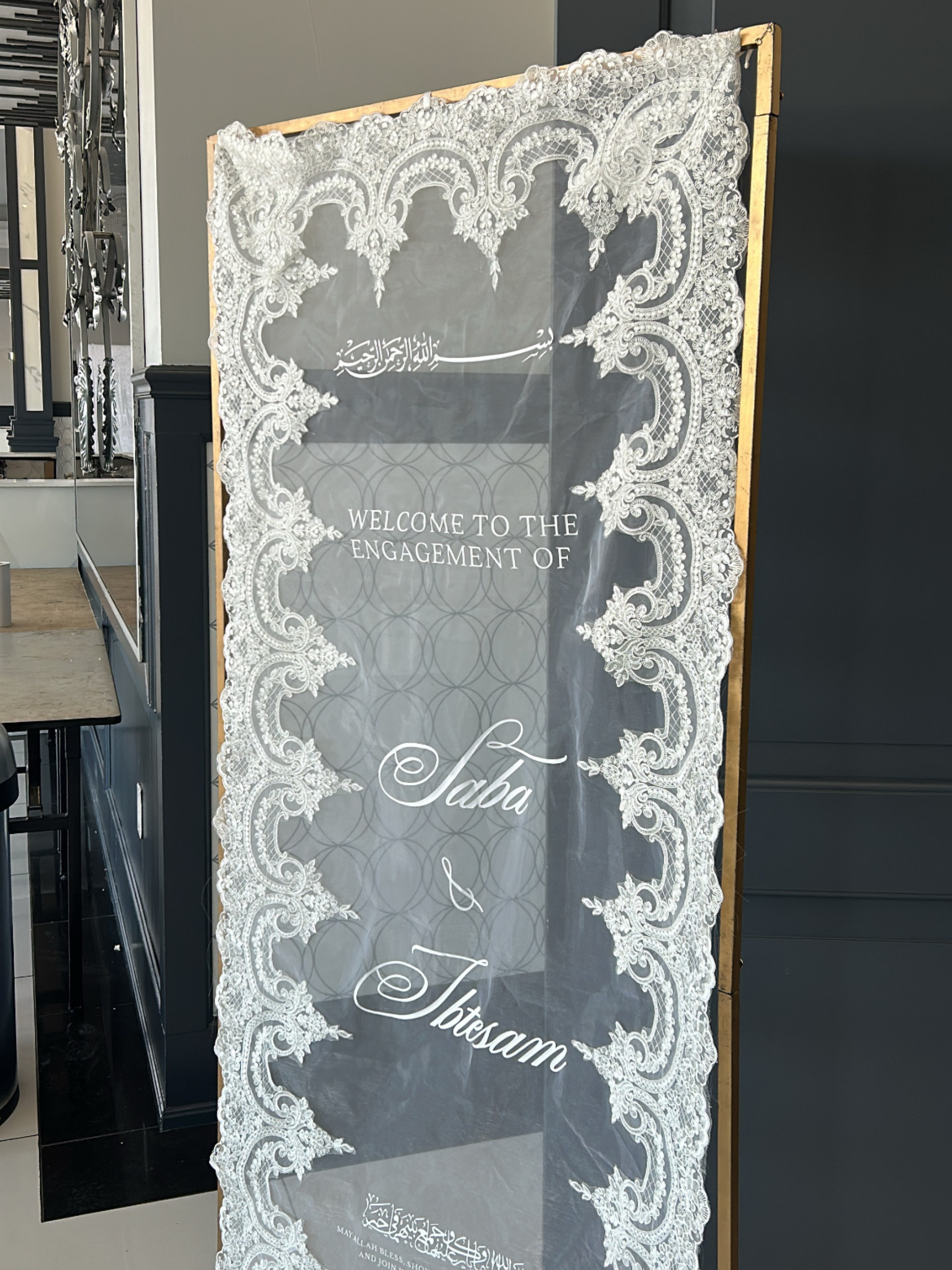 Sheer Lace Welcome Sign