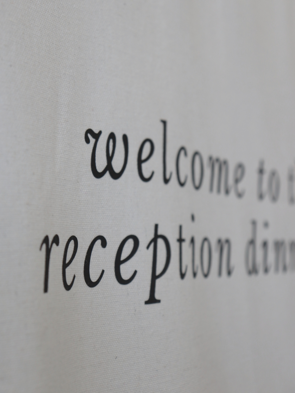 Text 'Welcome to the reception dining' on a light background